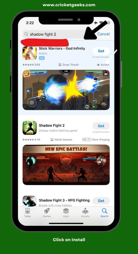 Step-4 Click to Install Shadow Fight 2